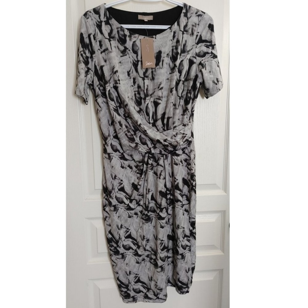 NWT SOON LONG SLEEVE FRONT TWIST GRAY DRESS (UK 12)